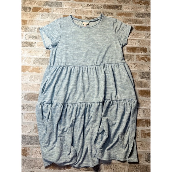 LuLaRoe Dresses & Skirts - LuLaRoe Dress Womens‎ Small Blue Space Dye Tiered Babydoll Short Sleeve Knit